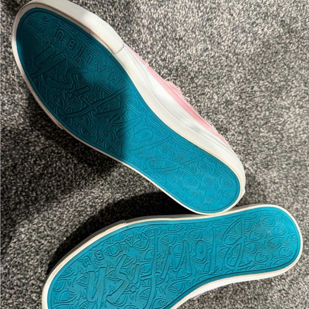 Blowfish Malibu Pink Frayed Canvas Sneakers - Picture 3 of 4